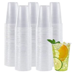 Clear Disposable 16oz Plastic Cups with Lids for Iced Coffee Beverage Cups On-the-Go for Christmas Parties