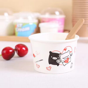 Custom Color Eco-friendly Biodegradable Dessert Cups Ice Cream Yogurt Salad Tubs Paper Plates Bowls for Ice Cream Yogurt Salad