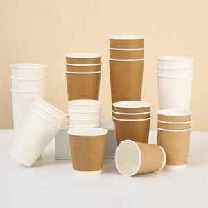 Custom Colors Biodegradable Single Double Wall Paper Cups for Hot Drinks Disposable Takeaway Cups Straws Including Pink Color