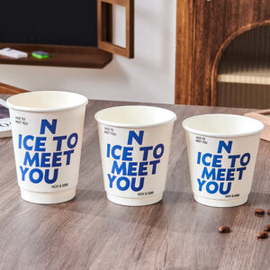 Custom LOGO Disposable Double Wall Takeout Cups Lids Eco-Friendly Paper Cups for Hot Coffee Drinks Packing Gold Foil Printing