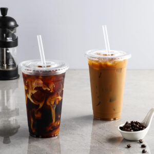 Custom Logo 16oz Clear Disposable Plastic Cups with Lids for Iced Coffee On-the-Go Christmas Party Beverages Supplies