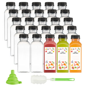 Custom Logo Squared Plastic Juice Bottles 500ml Food Grade Transparent Beverage Containers Eco-Friendly Screw Cap for Custom