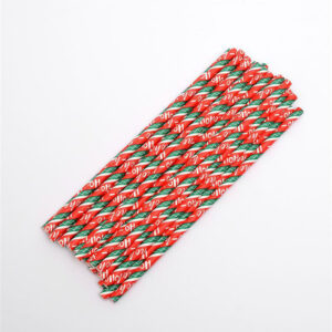Hot Selling Recyclable Biodegradable Santa Paper Straws Disposable 6mm Plastic Juices Straws for Parties Printed for Gifts