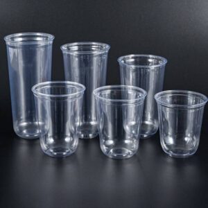 PP & PET Raw Material Disposable Clear Plastic Cups 700ml 12oz with Caps for Vodka Mineral Water & Milk Sealing