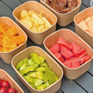 Rectangular Round White Kraft Paper Bowls 8oz-16oz Capacity for Takeaway Salad Snacks Bread Hot Food Takeout Containers Lids