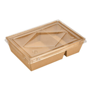 Recyclable Kraft Brown Microwaveable Lunch Box Leak-Proof Paper Containers for Restaurant Takeaway Food Storage Tea Snacking Use