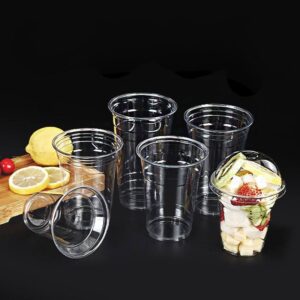 Wholesale 12oz Disposable Plastic Cup with Lid for Mineral Water Reusable PP Cup with Straw Custom Logo for Milktea Shop